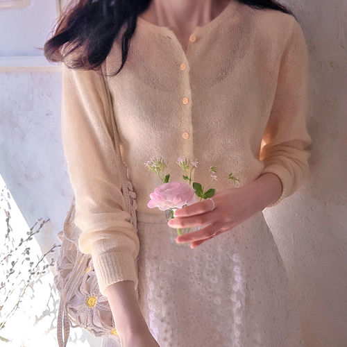 Flareu Mohair Spring Pastel Delicate Fit Cardigan [size:F(55~66)]