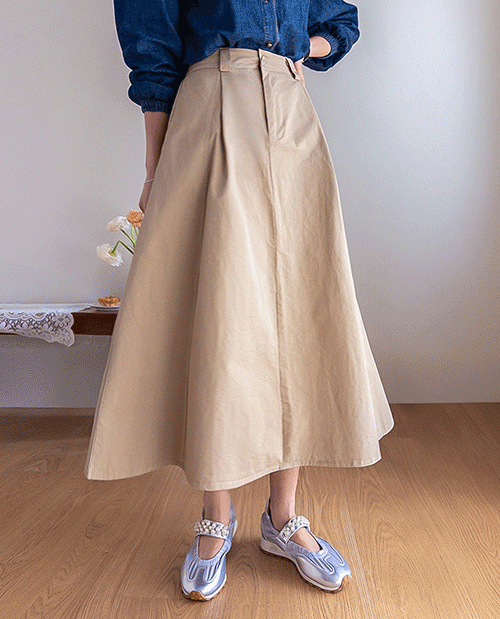 Biella Aline Pintuck Back Elastic Pocket Rong Skirt [size: F (55~66.5)]