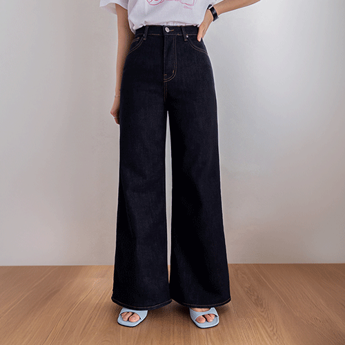 [Spandex Blend] Zesty Semi-Wide Boot Cut Raw Denim Pants [size:S,M,L]