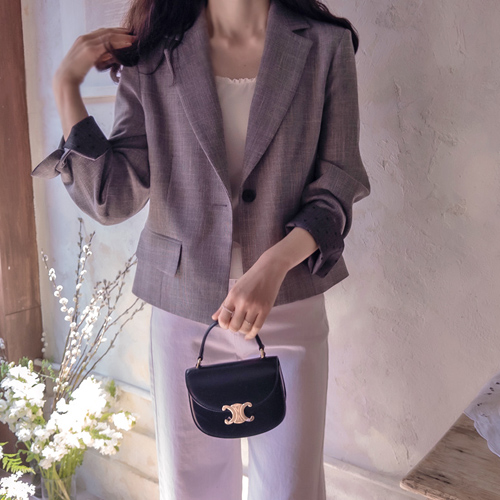 Anne Clara Jacket with Polka Dot Sleeve Contrast Waist Tie [size:F(55~66)]