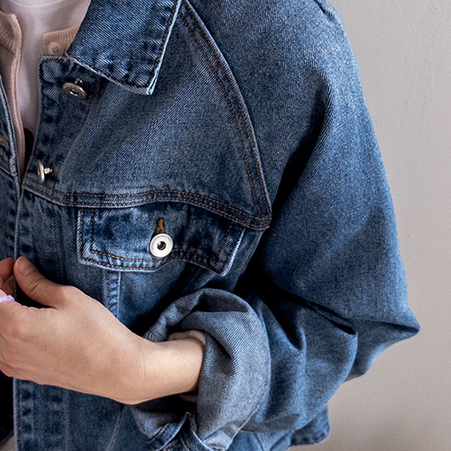 Soft Voluminous Rias Raglan Sleeve Shoulder Dart Stitch Denim Jacket [size:F(55~66.5)]