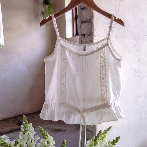 Creunch Pintuck Lace Adjustable Sleeveless Top [size:F(55~66)]