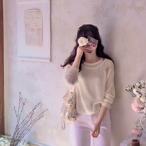 Crunchia Lovely Mesh Knit and Sleeveless Set [size: F (55~66)]