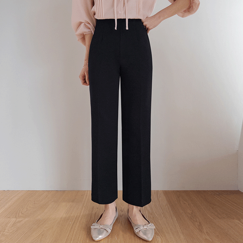[Best Deal 8,000 KRW Off] [Spring Version] <FONT color=#5a3954>MADE LIN</font> Porcelain Span Hidden Elastic Waist Straight Fit Slacks [size:S,M,L]