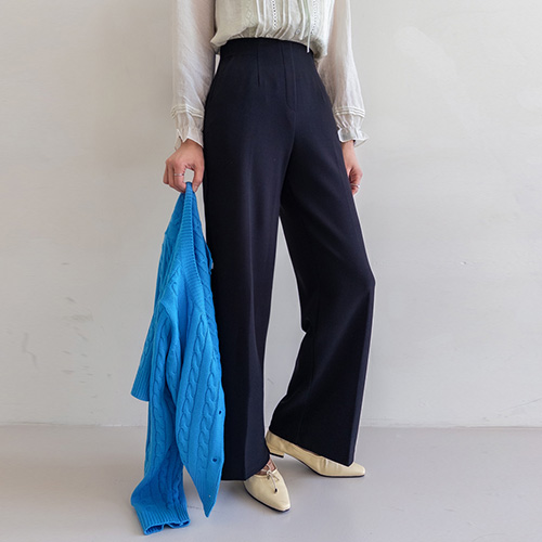 [Spring Version][Best Deal 8,000 KRW Discount] <FONT color=#5a3954>MADE LIN</font> Melf Span Hidden Elastic Waist Wide Slacks[size:S,M,L]