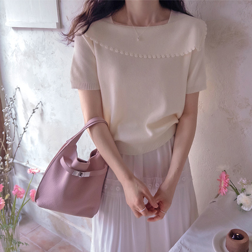 Julius Lovely Diagonal Wavy Collar Soft Stretch Knit [size:F(55~66)]