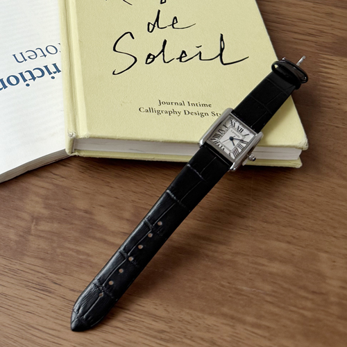 Interstellar Black Square Cowhide Clock