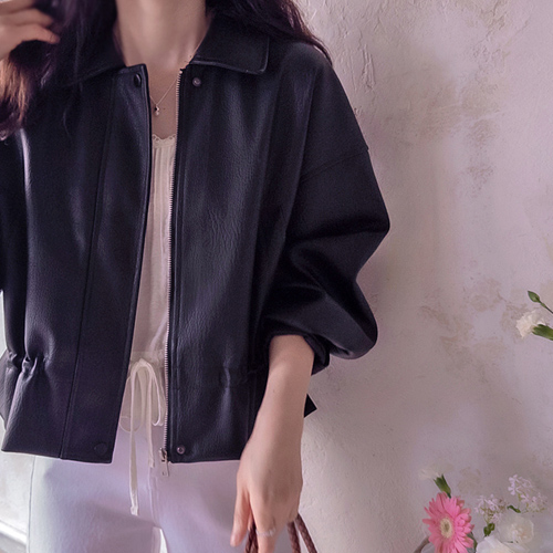 Lavèque Waist-Tight Soft Leather Sophistication Jacket [size:F(66~77)]