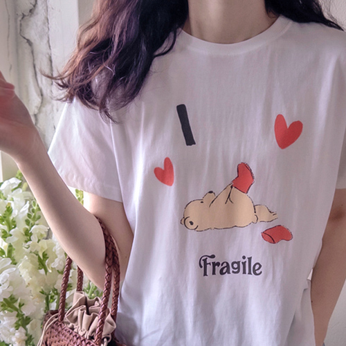 Pretzel Cute Heart Bear Stylish Silket Tee [size:F(55~66)]