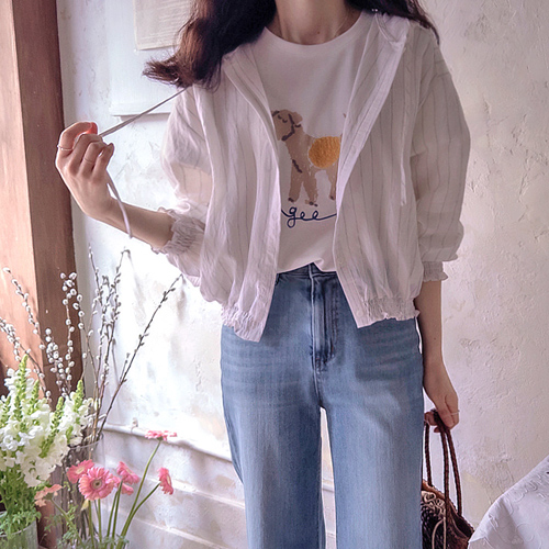 Motion Stripe Spring/Summer Smoke Band Lightweight Hood Jumper [size:F(55~66)]