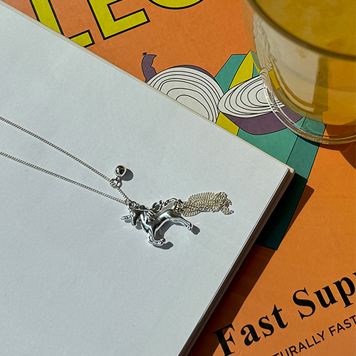 Unicorn Silver Long Necklace