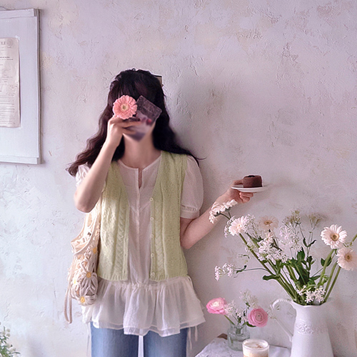 Libead lovely Twiddle pastel wool vest [size:F(55~66)]