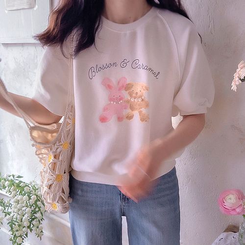And Jinju Rabbit Bear Cute Fit Elegant Puff Tee [size:F(55~66)]