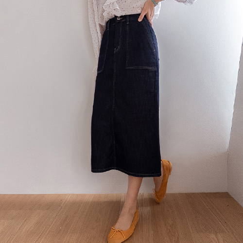 [No Worries About Color Transfer] Shard Neat Chic Mood Non-Faded Denim Skirt [size:S,M,L]