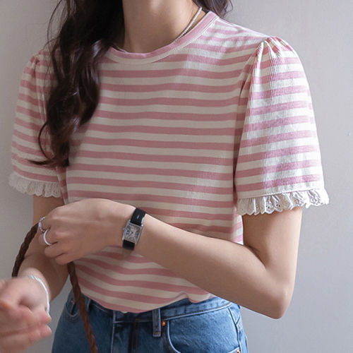 Macaron Lovely Fine Stripe Race T-shirt [size:F(55~66)]