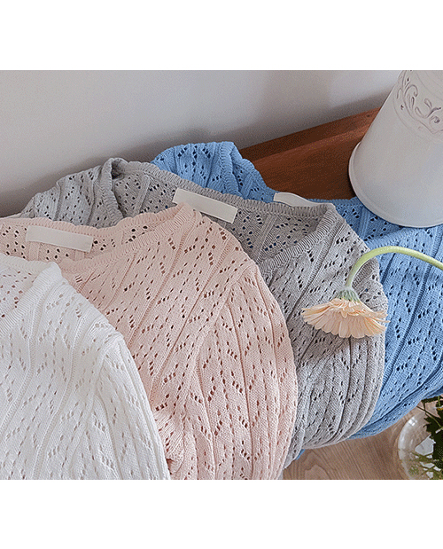 [4 colors/Transitional season item] Soylet Punched Knit Wavy Neck Delicate Fit Cardigan [size:F(55~66)]