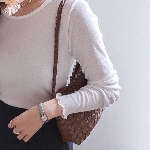 [10COLOR] Tencel Blend Wave Sleeve Slim Fit T-shirt [size:F(55~66)]