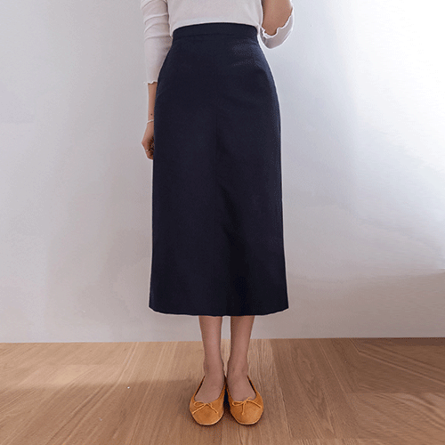 [Elastic Fabric] Modis Back Elastic H-line Back Slit Skirt [size:F(55~66.5)]