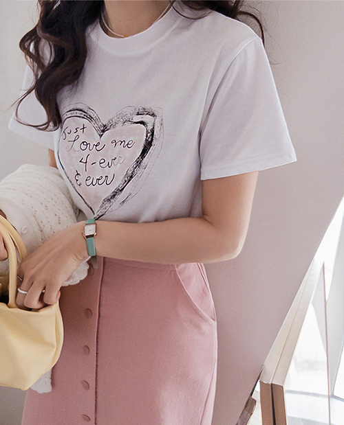 Loharts Daily Heart Print Short Sleeves T-shirt [size:F(55~66)]