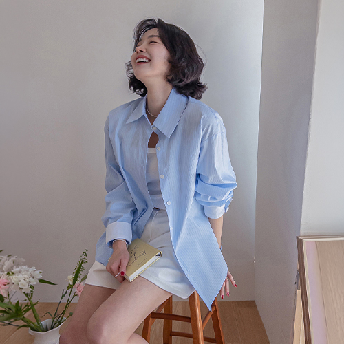 [New Arrival Special 10,000 Won Discount] MADE LIN Mallet Waist Adjustable Belt Stripe Shirt [size:F(55~66)]