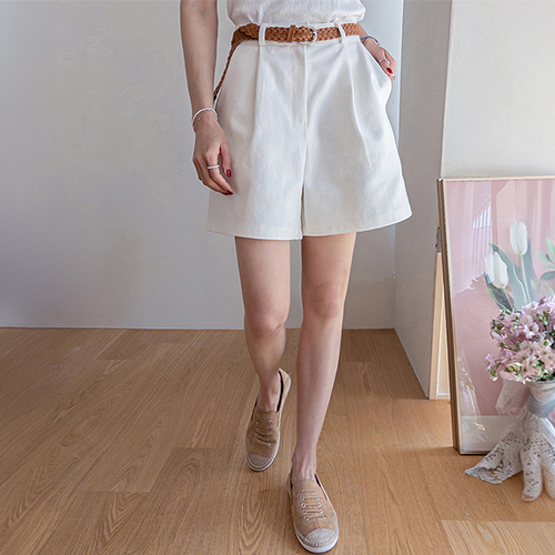 Purind Clean Silhouette Pintuck Cotton Pants [size:S,M]