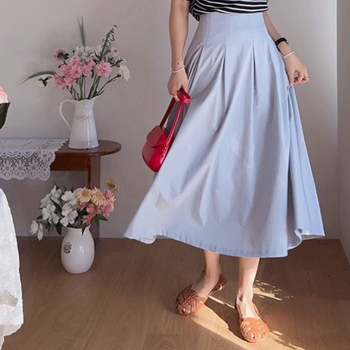 Ruina Counter-tuck Back Elastic Full-Aline Flare Skirt [size:F(55~66.5)]