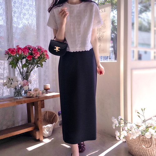Amazing Elasticity Soft & Bouncy Daily Slit Band World's Most Comfortable Skirt [size:F(55~66)]