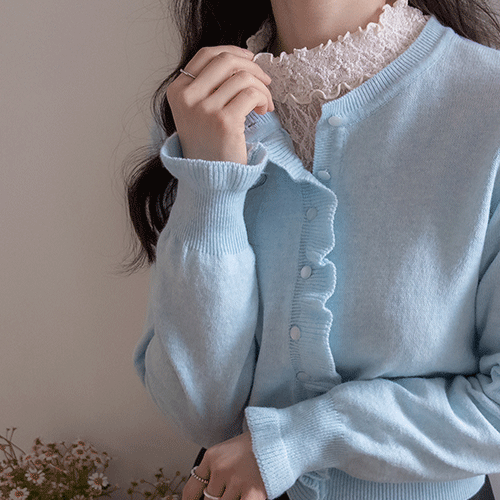 [Layering Must-Have] Delicate Race Slim Fit Neck Sleeve Frill T-shirt [size:F(55~66)]