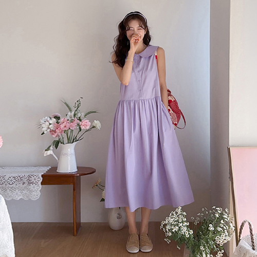 Jed-O Lovely Round Collar Sleeveless Dress [size:F(55~66)]