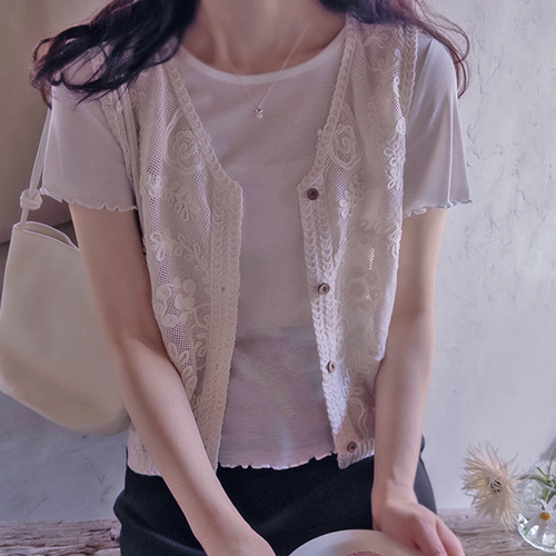 Season Melo Love Flower Embroidery Back Knit Vest [size:F(55~66)]