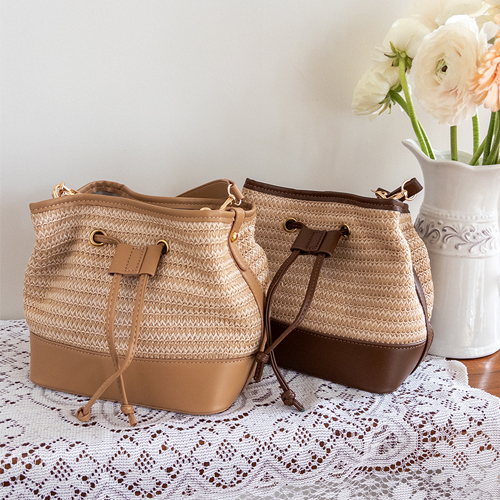 Morning Yellow Rattan Bucket Bag