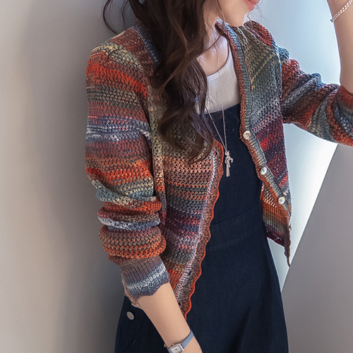 Hedin Subtle Pattern Vintage Mood Jacquard Cardigan [size:F(55~66)]
