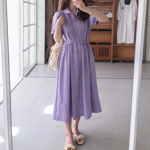 [New Arrival Special 6,000 Won Discount] <FONT color=#5a3954>MADE LIN</font> Airy Flowy Pintuck One Piece [size:F(55~66)]