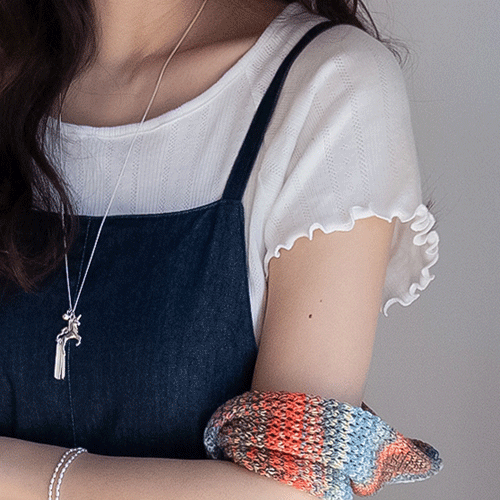 Lone Raglan Cap Sleeve Wavy Slim Silhouette Knit T-shirt [size:F(55~66)]