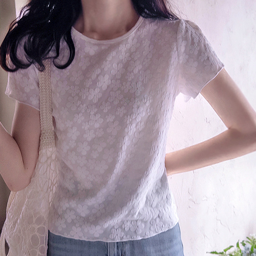 Julie Flower Lovely Stretchy Spandex Cute Summer Tee [size:F(55~66)] 