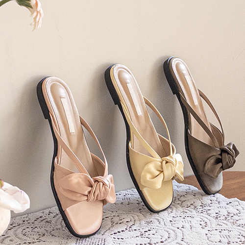 Ice Banana Bowknot Mule Slippers