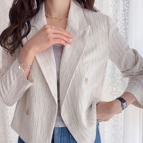 Barond Fine Stripe Natural Linen Jacket [size:F(55~66)]