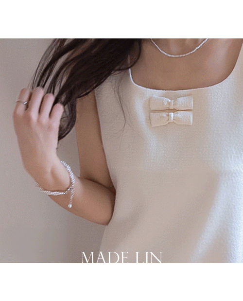 [D-5 First-Come First-Served Limited Quantity 15% Off] <FONT color=#5a3954>MADE LIN</font> Melovy Petit Double Ribbon Sleeveless Shirts One Piece [size:F(55~66)]