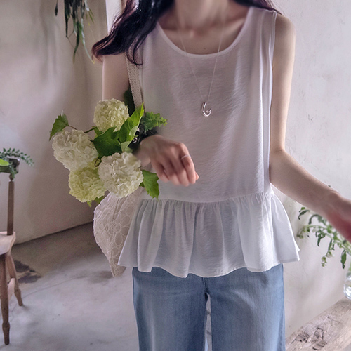 [Pre-try 15% Off] <FONT color=#5a3954>MADE LIN</font> Viennad Summer Sky Delicate Silky Luxury Sleeveless Top [size:F(55~66)]