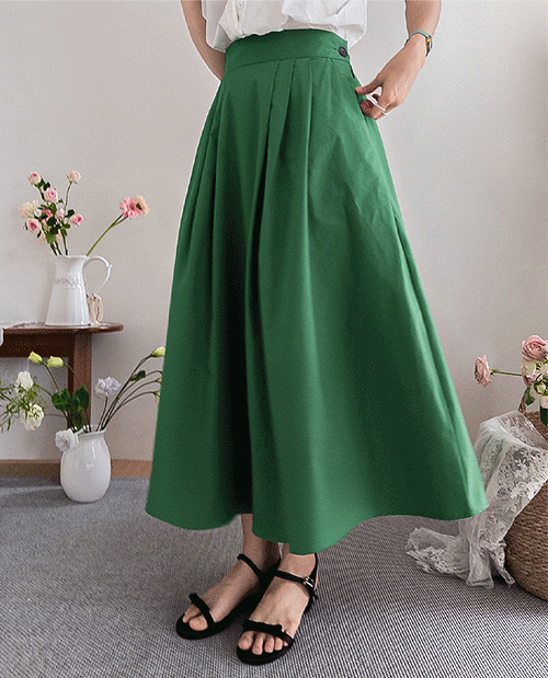 [Body Cover/Flowy Fit] Selene Voluminous Aline Pintuck Back Elastic Skirt [size:F(55~66)]