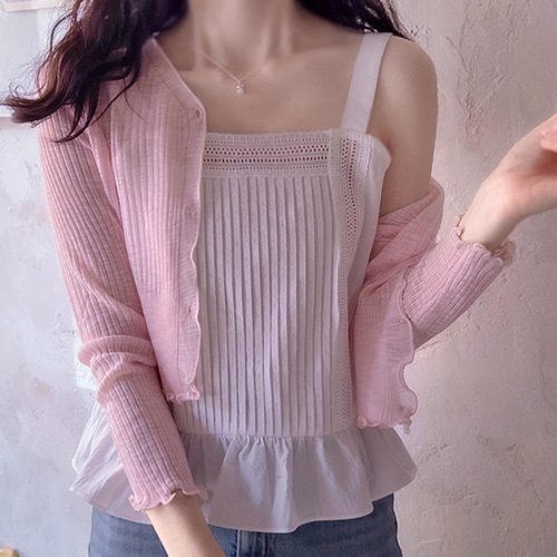[New Arrival Special 15% Off] <FONT color=#5a3954>MADE LIN</font> Jena Lace Mini Punching Embroidery Firm, Delicate Fit Sleeveless Top [size:F(55~66)]