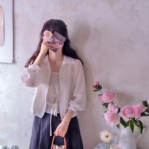 Polvenia Mini Flower Lightweight Tencel Summer Sheer Jumper [size:F(55~66)]