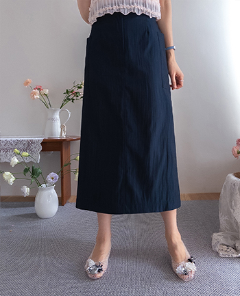 [4 colors/Lightweight enough for midsummer] Forhen Flowy Back Elastic Pocket H-line Rong Skirt [size:F(55~66)]