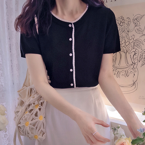 Jenif Race Trimming Soft Short Sleeve Knit [size:F(55~66)]