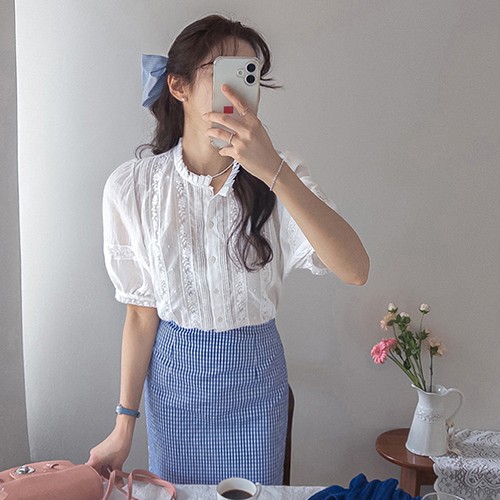 Greven Romantic Mood Pleats Frill Collar Blouse [size:F(55~66)]