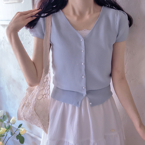 Elsa Summer Love Pearl Button Delicate Fit Soft Cardigan [size:F(55~66)]