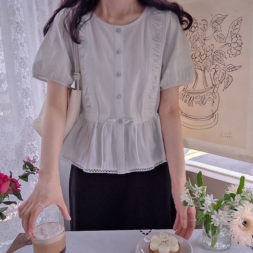 Plena Sharing & Race Adjustable Waistband Elegant Blouse [size:F(55~66)]
