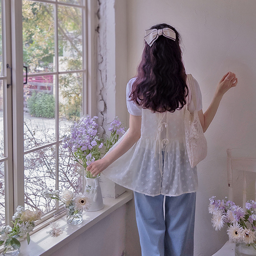 [New Arrival Special 15% Off] <FONT color=#5a3954>MADE LIN</font> Super 3D Pure Flower Lovely Sleeveless Top [size:F(55~66)]
