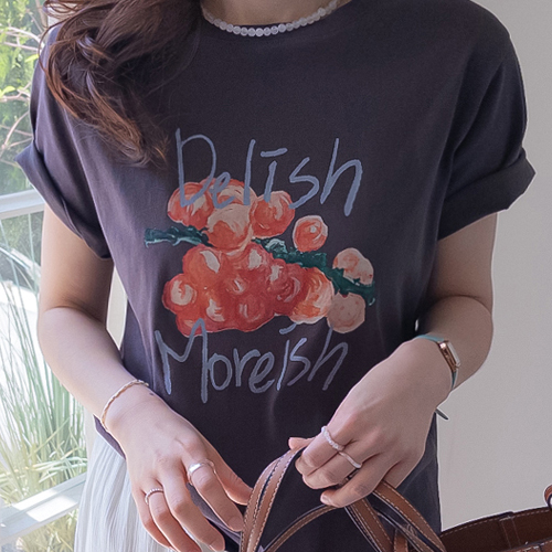 [Relaxed Fit] Delish Vintage Cherry Print T-shirt [size:F(55~66)]