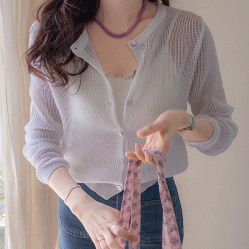Delicate Mood Subtle Sheer Erif Summer Knit Cardigan [size:F(55~66)]